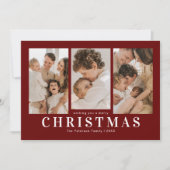 シンプルレッド3写真クリスマス シーズンカード (正面)