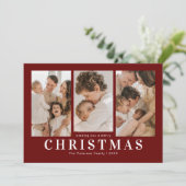 シンプルレッド3写真クリスマス シーズンカード (スタンド正面)