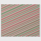 シンプルレッド&グリーンストライプクリスマス  ラッピングペーパー (フラット)