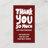 シンプルレッド&ホワイト注文ありがとう社会QRコード 名刺 (正面)