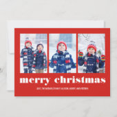 シンプルレッド・メリー・クリスマス・フォト・コラージュ シーズンカード (正面)