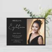 シンプルレディーデバタンテブラック18誕生日 招待状 (スタンド正面)