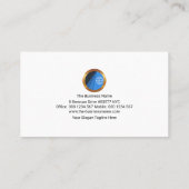 シンプルレトロの明るい青いストライプアイコン創始者CEO 名刺 (裏面)