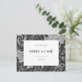 シンプルレトロインスパイア日付ポストカードの保存 インビテーションポストカード (スタンド正面)