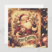 シンプルレトロエレガントイラストレーションサンタクロース シーズンカード (正面/裏面)