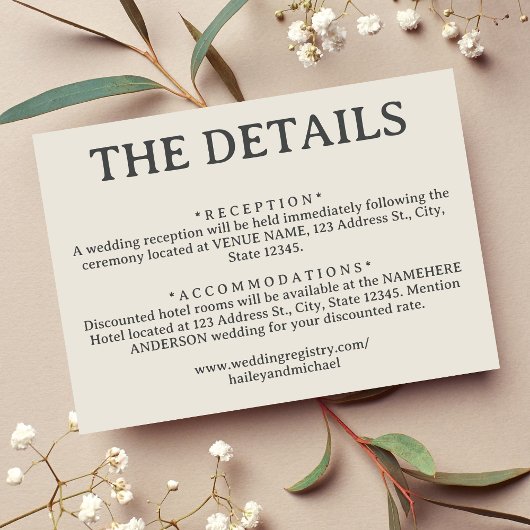 シンプルレトロオフ結婚詳細 エンクロージャーカード