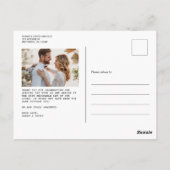 シンプルレトロクラシック写真結婚の感謝 ポストカード (裏面)