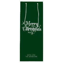 シンプルレトロスエレガントクリックスグリーンメリークリスマス ワインギフトバッグ