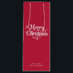 シンプルレトロスクリプ赤と白トMerry Christmas ワインギフトバッグ<br><div class="desc">このシックスタイリッシュなデザイン機能エレガント、クラシック要素は任意の大事な行事に最適。クリスマスプレゼントに理想的な、このカスタマイズ可能な抱き枕はモダン、あなたの休日のお祝いにtouchをもたらす。共有クリスマスの雰囲気と今シーズン感じの特別なすべてのプレゼント！</div>