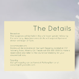 シンプルレトロストロー結婚イエローのエンクロージャカード 出欠カード