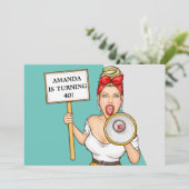 シンプルレトロスピーカーレディ40歳誕生日 招待状 (スタンド正面)