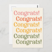 シンプルレトロタイポグラフィおめでとうイエロー&グリーン ポストカード (正面/裏面)