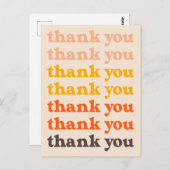 シンプルレトロタイポグラフィーありがとうピーチとイエロー ポストカード (正面/裏面)