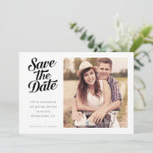 シンプルレトロタイポグラフィ写真 セーブザデート (スタンド正面)