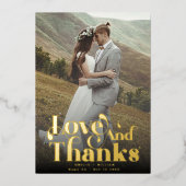 シンプルレトロタイポグラフィ愛と写感謝してい真 箔招待状 (正面)