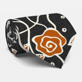シンプルレトロパターン – ブラック&オレンジ ネクタイ (ロール)
