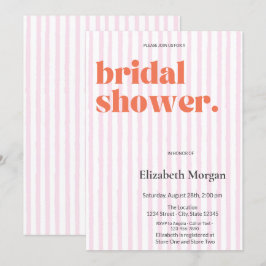 シンプルレトロピンクストライプのブライズシャワー 招待状
