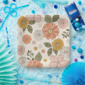 シンプルレトロフローラパーティープレート ペーパープレート (パーティー)