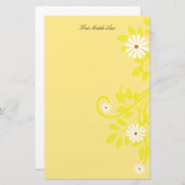 シンプルレトロホワイトデイジーサイド縁どカスタム 便箋 (正面/裏面)