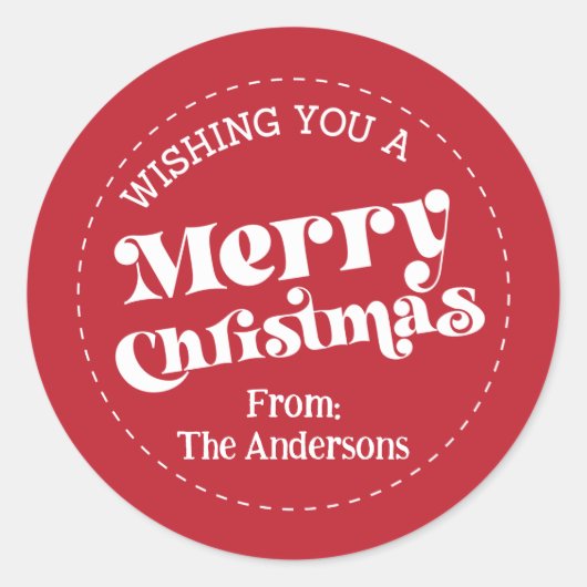 シンプルレトロモダンクリスマスラージ ラウンドシール (正面)