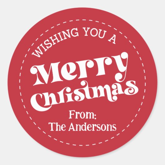 シンプルレトロモダンクリスマス小 ラウンドシール (正面)