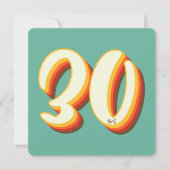 シンプルレトロモダンGroovy 30th誕生日 招待状 (正面)