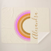 シンプルレトロラインボーパーソナライズされたスクリプト名 シェルパブランケット (正面(横))