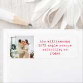 シンプルレトロレッドタイプライター写真差出人住所 ラベル (インサイチュ)