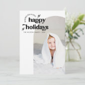 シンプルレトロ可愛いグルーヴィハッピーホリデーズフォト シーズンカード (スタンド正面)