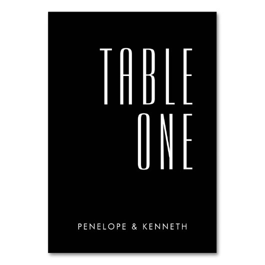シンプルレトロ名前をカスタムする結婚ズ無地のブラック テーブルナンバー (正面)
