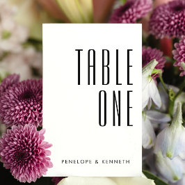 シンプルレトロ名前をカスタムする結婚ズ無地のホワイト テーブルナンバー