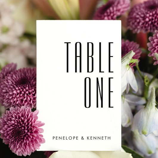 シンプルレトロ名前をカスタムする結婚ズ無地のホワイト テーブルナンバー