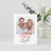 シンプルレトロ1写真明るいメリー可愛いクリスマス シーズンポストカード (スタンド正面)