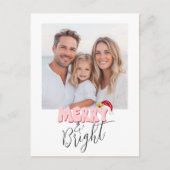 シンプルレトロ1写真明るいメリー可愛いクリスマス シーズンポストカード (正面)