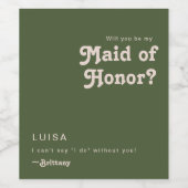 シンプルレトロ |オリーブグリーンメイド・オブ・オーナー（花嫁付き添い人）提案 ワインラベル (シングルラベル)