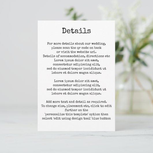 シンプルレトロ タイプライター タイポグラフィ 詳細 QRコード エンクロージャーカード (スタンド正面)