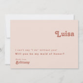 シンプルレトロ | ブラッシュ メイドオブオナー プロポーズカード 招待状 (裏面)