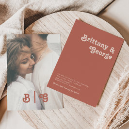 シンプルレトロ |古いバラカジュアルフォトモノグラム 招待状