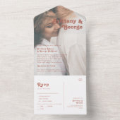 シンプルレトロ |古いバラ色あせた写真シールと送信 オールインワン招待状 (内側)