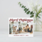 シンプルレトロChristmas Two Photo シーズンカード (スタンド正面)