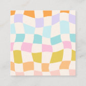 シンプルレトロGroovyチェッ市松模様にカーボードあなたのロゴ スクエア名刺 (裏面)