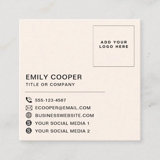 シンプルレトロGroovyチェッ市松模様にカーボードあなたのロゴ スクエア名刺 (正面)