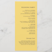 シンプルレモミニマルンドロップイエロー結婚式 プログラム (裏面)