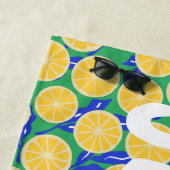 シンプルレモンスライスパターンボタニカルパーソナライズされた ビーチタオル (インサイチュ)