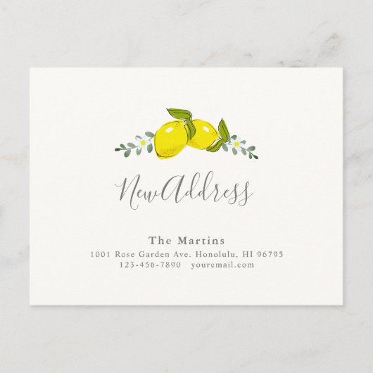 シンプルレモン柑橘類フローラ移動告知 案内ポストカード (正面)