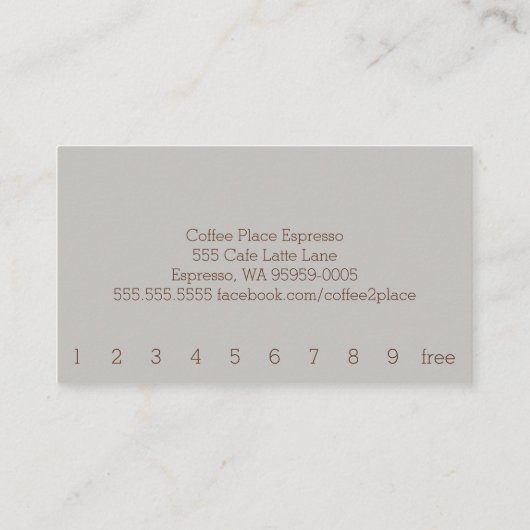 シンプルロイヤリティ注ぐコーヒーアートパンチカード ロイヤリティカード (裏面)