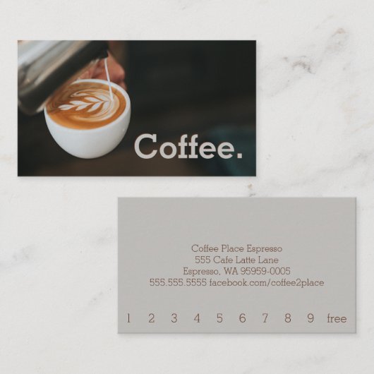 シンプルロイヤリティ注ぐコーヒーアートパンチカード ロイヤリティカード (正面/裏面)