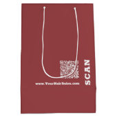 シンプルロゴありがとう!ブルガンディホワイトヘアサロン ミディアムペーパーバッグ (裏面)