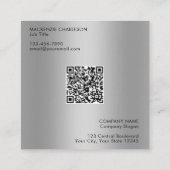 シンプルロゴとテキストのQRコード 銀色 スクエア名刺 (裏面)