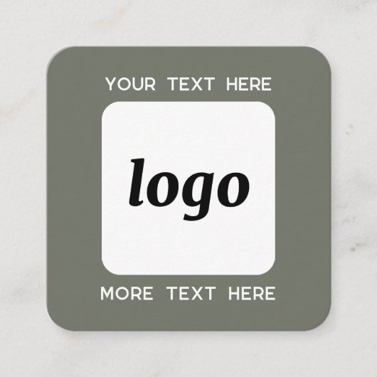 シンプルロゴと文字QRコードSage Green スクエア名刺 (正面)